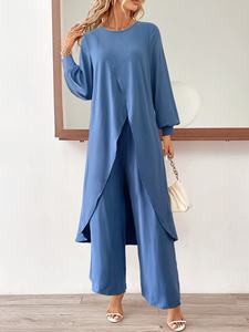 ชุดอาบายะห์แบบเรียบร้อย 2 ชิ้น - เสื้อแขนยาวและกางเกงขายาวทรงตรงหลวมๆ ผลิตแบบ ODM สำหรับใส่ในชีวิตประจำวัน/ออฟฟิศ/งานแต่งงาน/งานปาร์ตี้ - Product Image 2