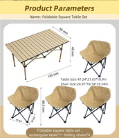 Ensemble de table d'extérieur avec 4 chaises, table de camping, chaise de camping, table portable en aluminium, tabouret Oxford