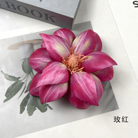 Tête de fleur de magnolia artificielle de qualité supérieure, couleurs mélangées, à dos plat, pour coiffes, boutiques et arrangements de mariage