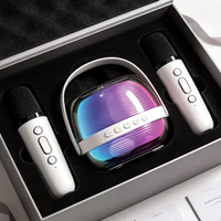 Haut-parleur Karaoké Portable à Succès avec Double Microphone et Anneau Lumineux RGB pour Divertissement à Domicile, Camping, Fêtes et Cadeaux