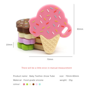 Colorful Ice Cream Shaped <b>Silicone</b> Teething Toys with Sprinkles Design Soft Chew Rings for Babies - Product Image 6
