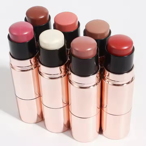 Maquillage de haute qualité cosmétique crémeux longue durée étanche à la transpiration avec pinceau <span class=keywords><strong>rose</strong></span> <span class=keywords><strong>rose</strong></span> doré 3-en-1 fard à joues - Product Image 2