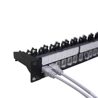 Panel Patch Cat6 24 Port UTP 1U 19 Inch Rack Mount Tanpa Pelindung untuk Jaringan RJ45 dengan Penutup Debu