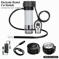 Kit Chicha Électronique Chauffée Portable pour Voiture avec Éclairage LED, Sans Charbon, Contrôle Numérique de la Température, 90W, Construction en Acrylique