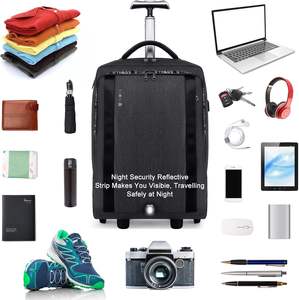 Sac à dos imperméable à roulettes gratuit pour les affaires et les voyages, sac à dos pour ordinateur portable avec compartiment pour ordinateur portable - Product Image 5