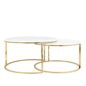 Chinese supplier living room furniture design modern marble center coffee table gold