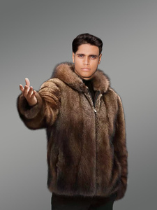 <span class=keywords><strong>Manteau</strong></span> Trench de Luxe en Vison pour <span class=keywords><strong>Homme</strong></span> avec Capuche, <span class=keywords><strong>Manteau</strong></span> <span class=keywords><strong>Court</strong></span> en <span class=keywords><strong>Fourrure</strong></span> de Haute Qualité, Marron, Tendance Hiver, Vente en Gros - Product Image 4