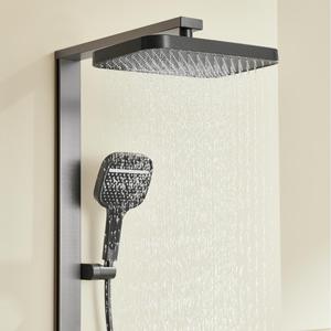 LED <span class=keywords><strong>Piano</strong></span> bagno contemporaneo doccia rubinetto in ottone doppio manico spazzolato finitura ceramica getto pioggia vasca da bagno doccia rubinetto - Product Image 5