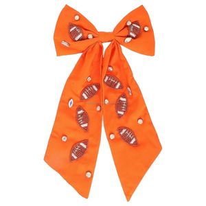 Accessoire personnalisé de pinces à cheveux thème Gameday pour filles fait à la main avec perles de verre en métal tissu polymère dernière arrivée - Product Image 3