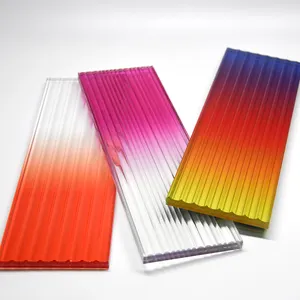 4-10mm Tempered dichroic moru rãnh cửa kính đầy màu sắc gợn mô hình thủy tinh Gradient cầu vồng phân vùng thủy tinh