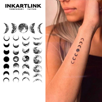 Autocollant de tatouage personnalisé phases de lune Cycle Lunar Galaxie Herbal 15 jours Semi-permanent Art corporel Bras Poignet Vente en gros