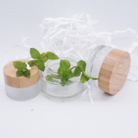 Bocaux en verre, conteneurs cosmétiques transparents, avec capuchon en bambou, 50ml, 10 pièces