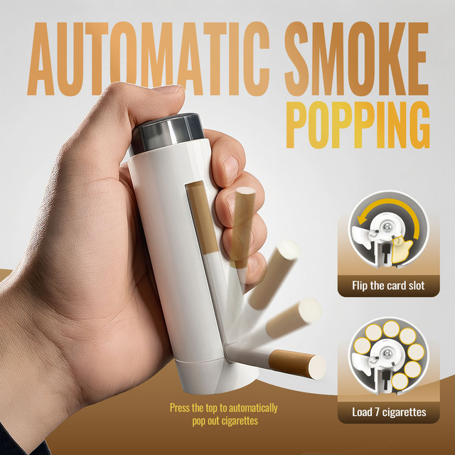 Novelty Portable Easy Operation PVC Material Cigarette Case Slim Cigarette Dispenser 7 Pieces Capacity Black/White Optional