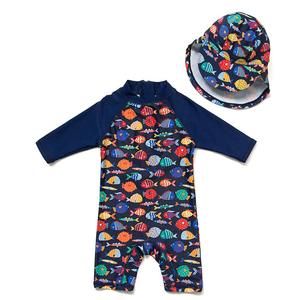 Costumi da bagno da spiaggia per neonati personalizzati in fabbrica UPF 50 + protezione costume da bagno con cerniera e cappello da sole con motivo a cartoni animati per <span class=keywords><strong>ragazzi</strong></span> - Product Image 3