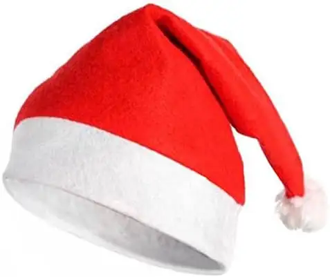 Pabrik langsung menjual pesta liburan kustom dihiasi topi Santa merah Non-woven lembut topi Santa untuk anak-anak dewasa