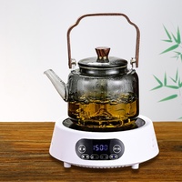 Théière en verre borosilicaté avec manche en bois résistant à la chaleur verres à thé durables pour les parties de thé ensembles à café et thé