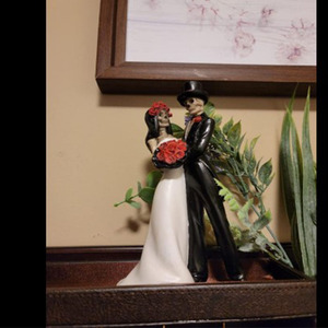 Giorno dei morti danza scheletro coppia statuetta di nozze, amanti gotici di Halloween figurina romantica di sposi - Product Image 6