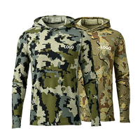 T-shirt tactique à capuche pour homme, à séchage rapide, manches longues, pour la chasse et la randonnée en extérieur, protection solaire, logo personnalisable