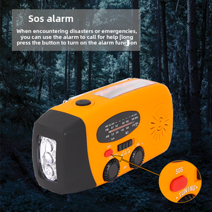 רדיו חירום AM/FM/WB עם סוללה 4000mAh, טעינה ידנית וסולארית, מטען נייד עם פונקציית דינמו, אזעקת SOS ופנס לד עם 3 נורות. - Product Image 5