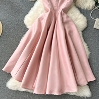 ZT1532 français Haute Couture tempérament col carré taille minceur sans manches élégant Socialite robe mi-longue robe imprimée
