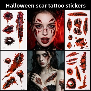 Pegatinas de <span class=keywords><strong>tatuajes</strong></span> de Halloween, pegatinas de cicatrices de <span class=keywords><strong>tatuajes</strong></span> simulados, pegatinas de <span class=keywords><strong>tatuajes</strong></span> impermeables para cuerpo y cara con simulación de cuchillos - Product Image 2