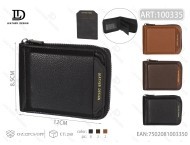 Men's <b>Zip</b>-Around <b>Wallet</b> Genuine Leather Short Minimalist Style With Loose-Leaf - Product Image 1