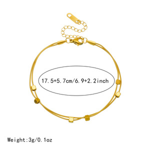 Gold Plated Double Layered Beaded Square Stainless Steel Bracelet For Women Geometric Design Gift Jewelry - Product Image 4