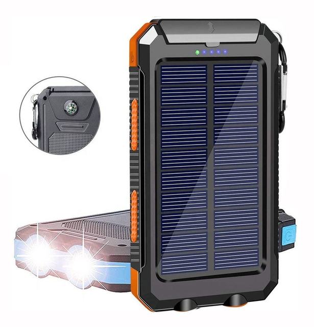 High Quality Portable Waterproof Solar Power Bank 20000mAh Fast Charging Phone Charger