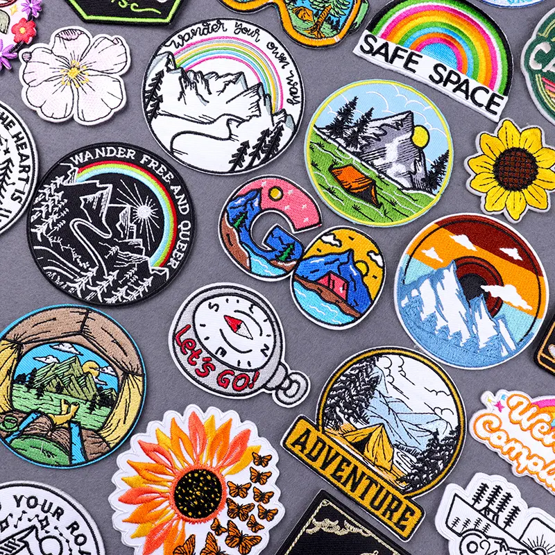 Camping Mountain Iron On Patches DIY Embroidery Patches For Clothes Jeans  Jacket And Backpack Wholesale Patch