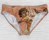 Lage bikinibroekjes voor heren, vintage Cupido Angel Art Print sexy ondergoed met voorgevormd zakje voor dagelijks gebruik en cadeau
