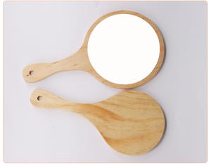 Miroir <span class=keywords><strong>à</strong></span> main pour le maquillage Petit miroir <span class=keywords><strong>à</strong></span> main en <span class=keywords><strong>bois</strong></span> mignon pour le rasage avec trou <span class=keywords><strong>suspendu</strong></span> Miroir de courtoisie de voyage portable simple face - Product Image 2