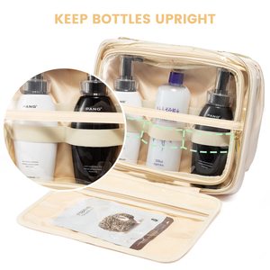 Étui de rangement de voyage pour cosmétiques avec logo personnalisé et rotation à 360°. Crochets rotatifs en forme de double U - Fermetures éclair en forme de Z - Matériel imperméable - Product Image 4