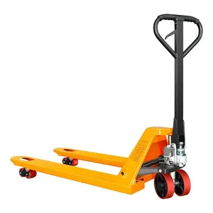 Chariot à palettes manuel, capacité de charge de 2 tonnes, longueur des fourches de 1220 mm, couleur orange, utilisation en intérieur, équipement d'usine de fabrication - Product Image 1