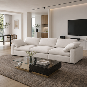 Sofá Modular en Forma de L para Sala de Estar o Vestíbulo de Hotel, Lavable, Suave como una Nube, Color Blanco, de 6, 7, 8 o 9 Plazas - Product Image 2