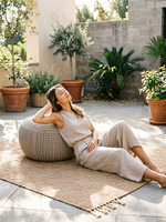 Pouf de sol moderne en tissu tissé à la main de style nordique pour chambre à coucher, coussin de canapé, repose-pieds, tabouret à chaussures amovible