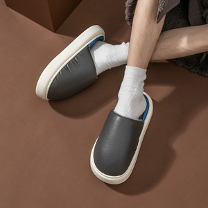 New Winter Indoor-Outdoor <b>Leather</b> <b>Sandals</b> for <b>Men</b> and Women Lighted <b>Closed</b> <b>Toe</b> with Soft PVC Fur Cotton Lining Fabric - Product Image 4