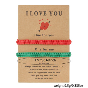 Handmade Braided <b>Bracelet</b> Set <b>Couple</b> Friendship Jewelry Valentine Gift Unisex Multi Color Heart Design Card Included - Product Image 5