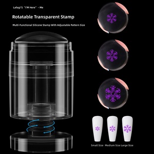 Juego de Estampadores de Uñas Retráctiles de Doble Punta Estilo Francés de Plástico Transparente con Raspadores - Product Image 3