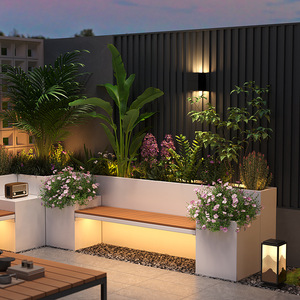 Grand banc moderne carré en fer forgé pour le repos dans les rues, stand extérieur, bac à fleurs, piscine à fleurs pour balcon, jardinière extérieure - Product Image 2