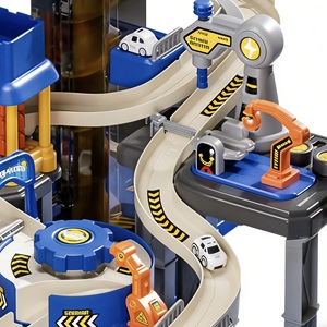 Circuit de garage de réparation automobile avec voitures de <span class=keywords><strong>police</strong></span> sonores et lumineuses, ensemble de 8 voitures en ABS, <span class=keywords><strong>jouet</strong></span> éducatif à assembler soi-même pour enfants - Product Image 5