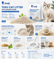 Litière pour chat au bicarbonate de soude de qualité supérieure, granulés naturels de tofu, forte absorption, faible dispersion, contrôle des odeurs