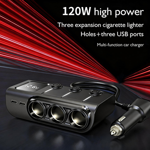 ที่ชาร์จในรถยนต์ GXY Fast USB C PD 3 ช่องเสียบ 12-24V พร้อมไฟ LED แสดงสถานะ กำลังไฟสูงสุด 120W แบบพกพา ดีไซน์ใหม่สไตล์จีน แยกอิสระ - Product Image 3