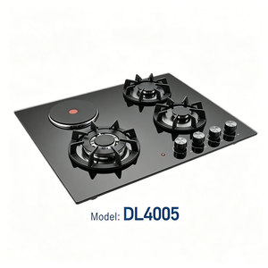 Table de cuisson encastrable à 4 brûleurs au GPL, <span class=keywords><strong>3</strong></span> brûleurs à <span class=keywords><strong>gaz</strong></span> plus 1 plaque vitrocéramique électrique, cuisinière à <span class=keywords><strong>gaz</strong></span> domestique économe en énergie - Product Image 2