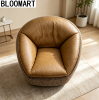Fauteuil simple en tissu avec structure en bois au design nordique, avec table, moderne, rond, pour salon, hôtel, villa, chambre à coucher, fauteuil pivotant