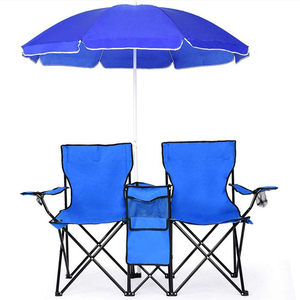 Wholesale <strong>Foldable</strong> Double Seat Camping <strong>Table</strong> <strong>Chair</strong> Portable Beach <strong>Chair</strong> with Sunshade - Product Image 2