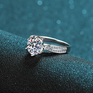 925 in <span class=keywords><strong>argento</strong></span> Sterling sei artigli stella regina <span class=keywords><strong>2</strong></span>.0ct circolare matrimonio Vvs diamante fidanzamento Moissanite anelli per Wo - Product Image 2