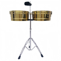 Timbal Drum Set 13" 14" Steel Timbales drums with Stand and Cowbell