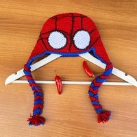 Gorro de punto de superhéroe araña en oferta, gorro de invierno de ganchillo hecho a mano en rojo festivo, gorro de punto para adultos con bordado 3D, ideal para viajes.