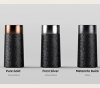 Cangkir Kopi Lipat 280ml 420ml Meteorite Black Tumbler Minum Lipat Ringan Dapat Digunakan Kembali untuk Perjalanan, Berkemah, Gym