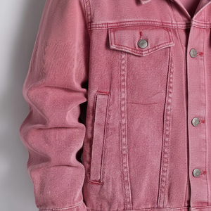 Chaqueta Vaquera Rosa Vintage para Hombre y Mujer, Chaqueta de Mezclilla Ajustada a la Moda, Abrigo Informal Lavado, Ropa de Calle, Logotipo Personalizado al por Mayor - Product Image 1